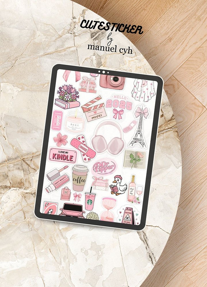 Pink Kawaii Happy Moments Sticker Sheet product image (58)