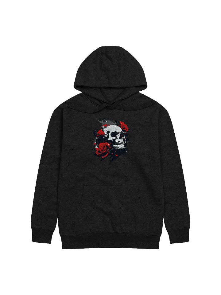 Rose-Adorned Skull Front Printed Hoodie product image (1)