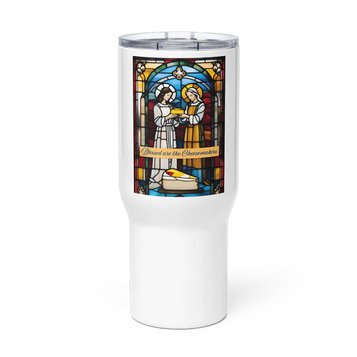 Blessed are the Cheesemakers Stainless Steel travel mug with handle #01 product image (2)