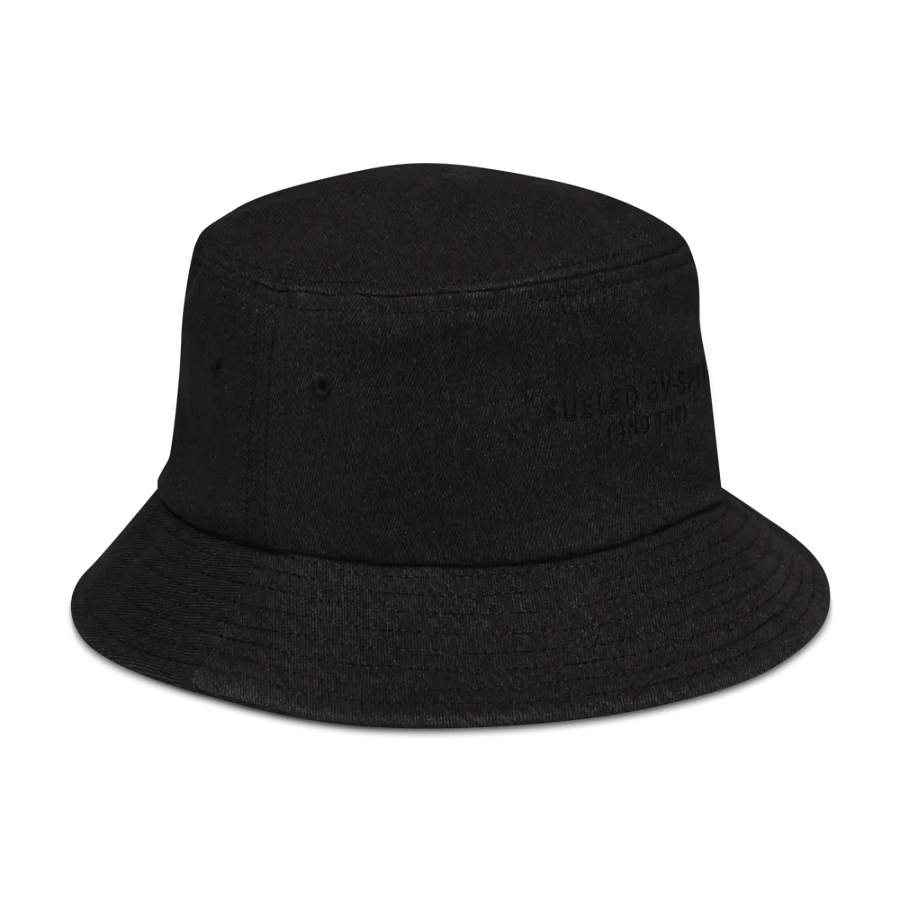 FUELED BY SPITE (black thread) embroidered denim bucket hat product image (3)