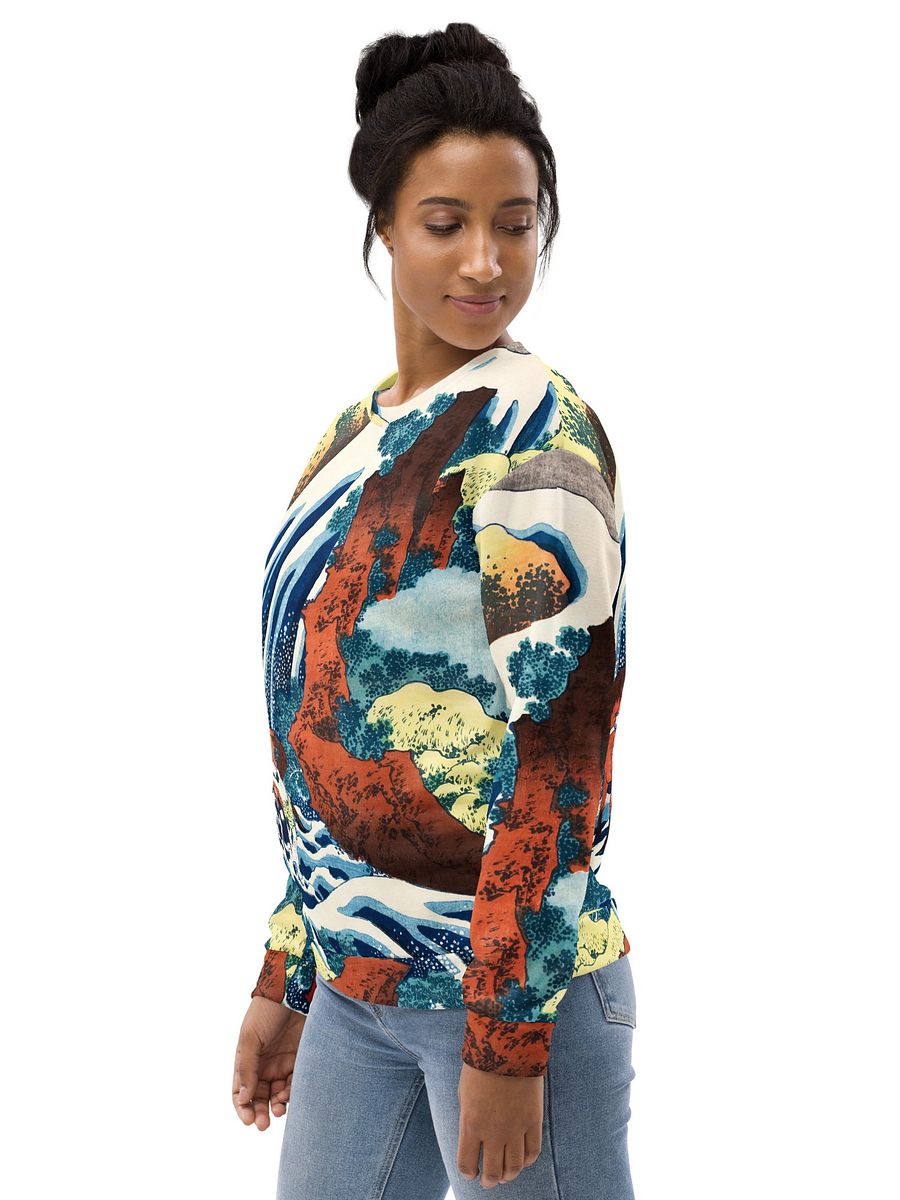 Yoshitsune Horse-Washing Falls All-Over Print Recycled Unisex Sweatshirt product image (8)