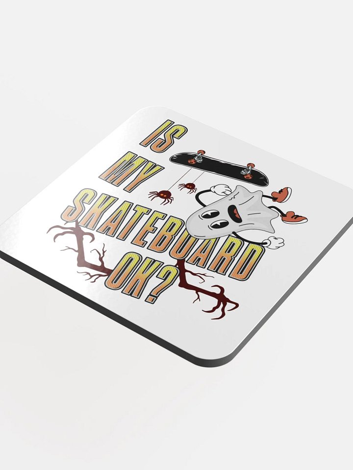Is My Skateboard Ok? Ghost Spooky Skater Cork Coaster product image (1)