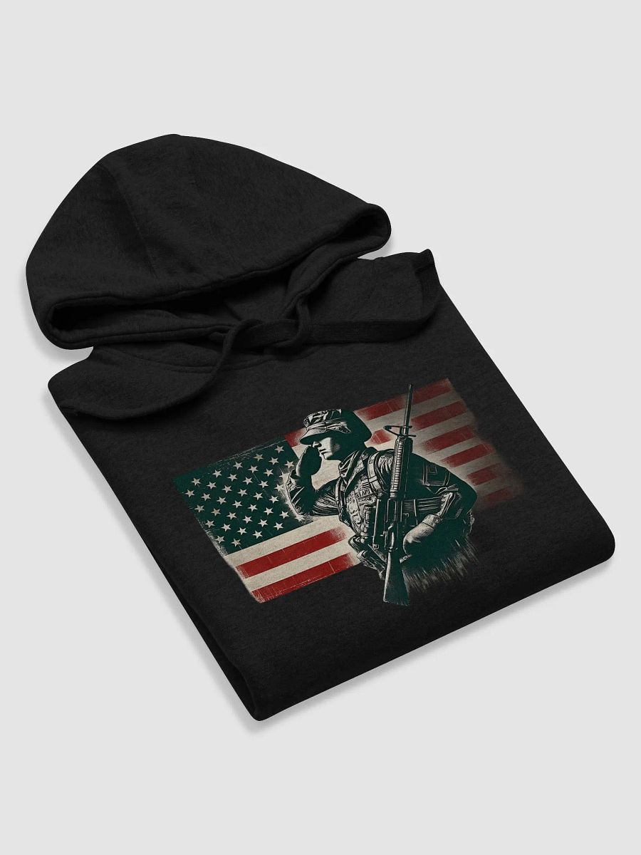 Saluting Soldier - Proud USA Patriotic Tribute Vintage Unisex Premium Hoodie product image (5)