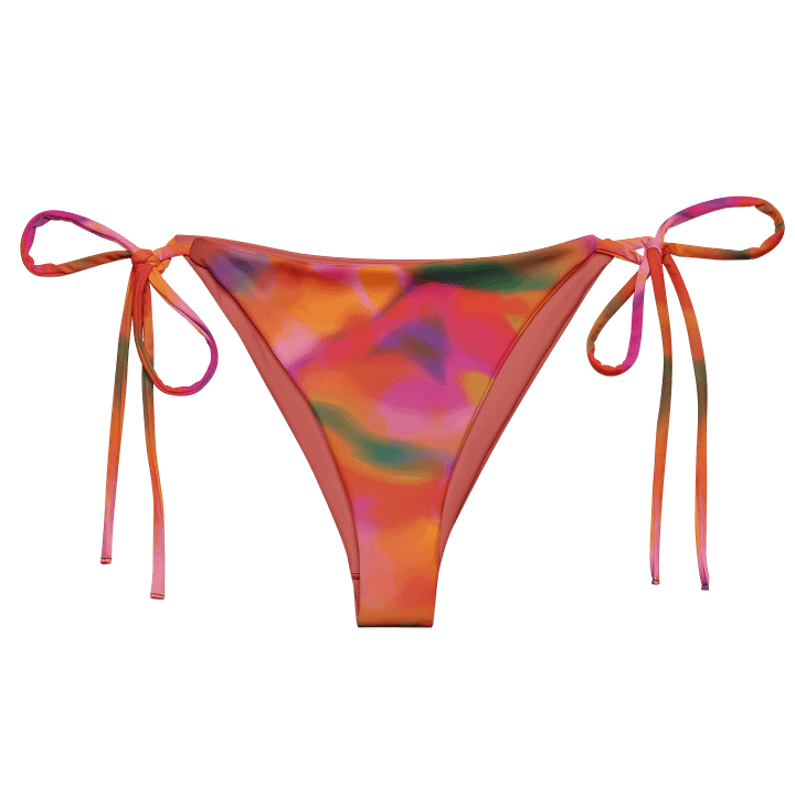 Recycle String Bikini Bottom "Trendy Vibrant Pink Orange Tie-Dye" Printed product image (2)