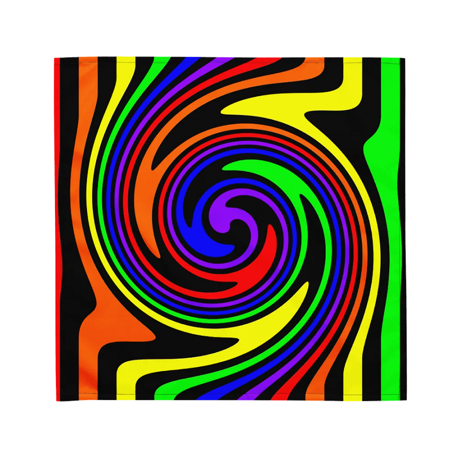 Queer Rainbow Psychedelic Spirals Bandana, Colorful Gay Pride Accessory product image (3)