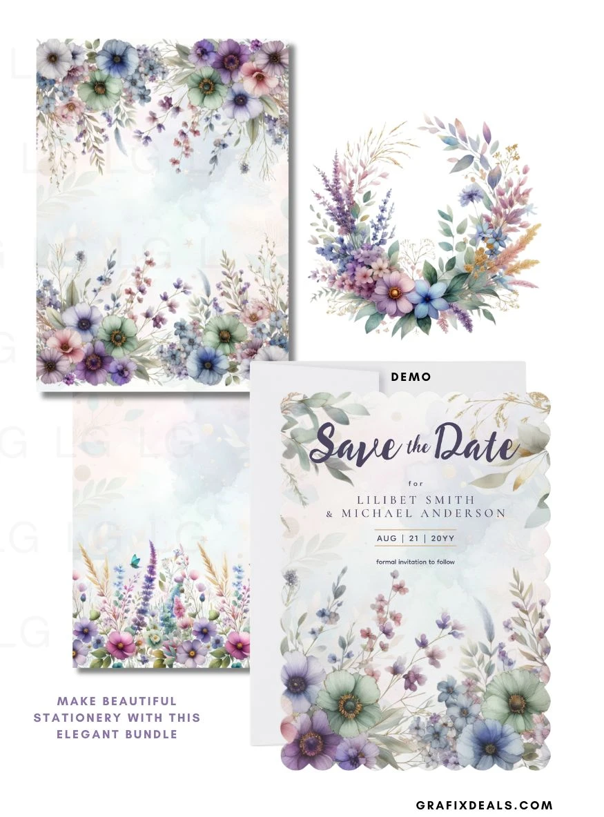 21 Moody Purple Wildflower Graphics Bundle - Commercial POD Use product image (3)