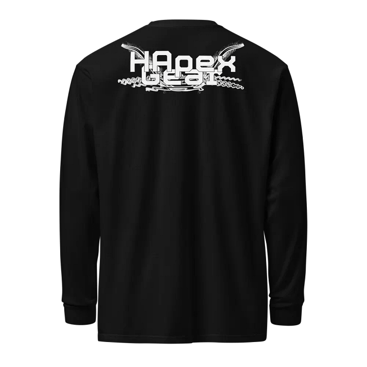 Unisex Garment-Dyed Heavyweight Long Sleeve Shirt - White HApex Gear Black Logo product image (1)