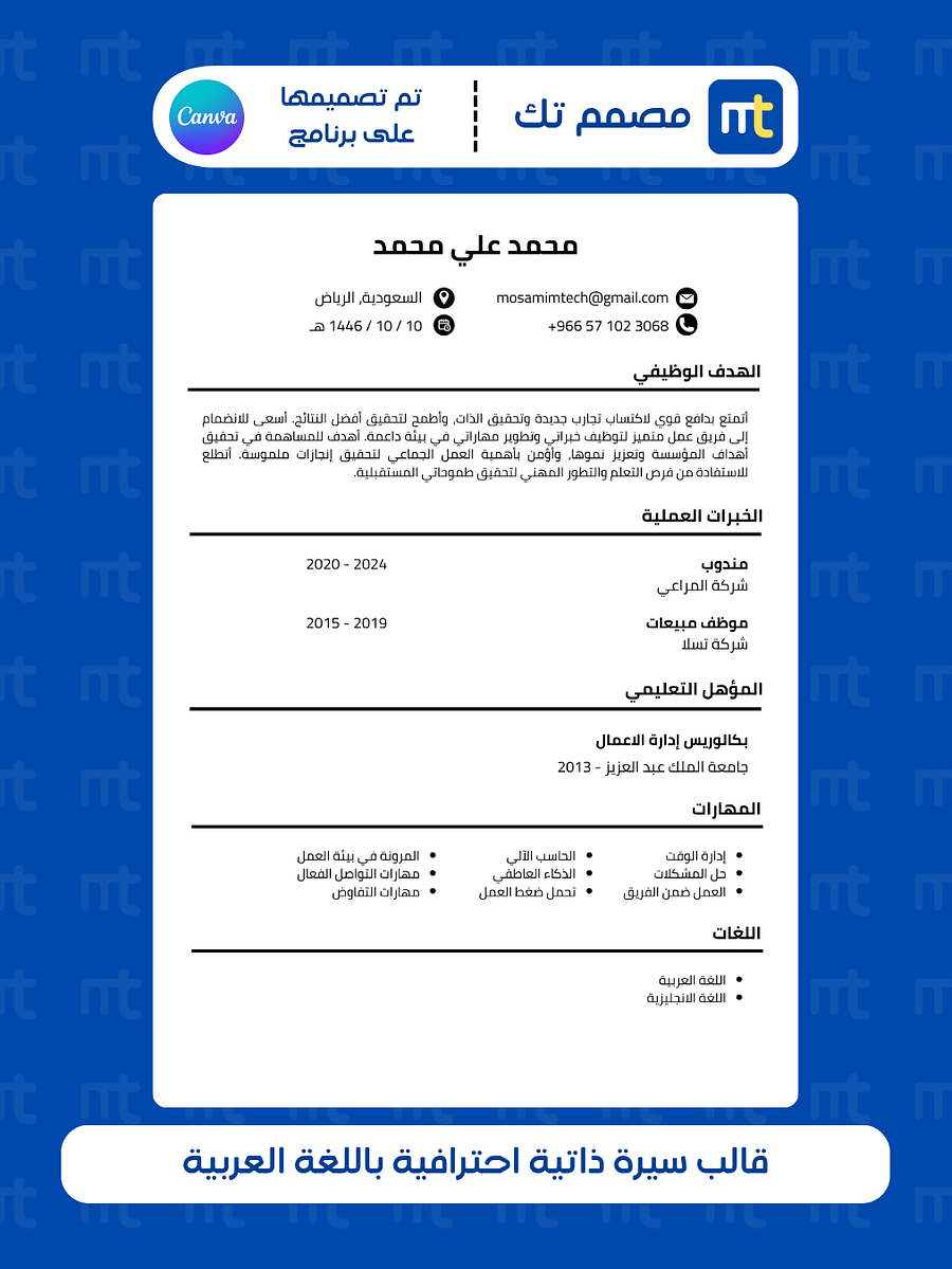 قالب سيرة ذاتية احترافية باللغة الإنجليزية product image (1)