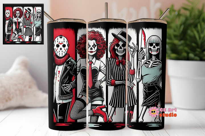 Sassy Skeleton Halloween Girls Tumbler Wrap PNG product image (1)