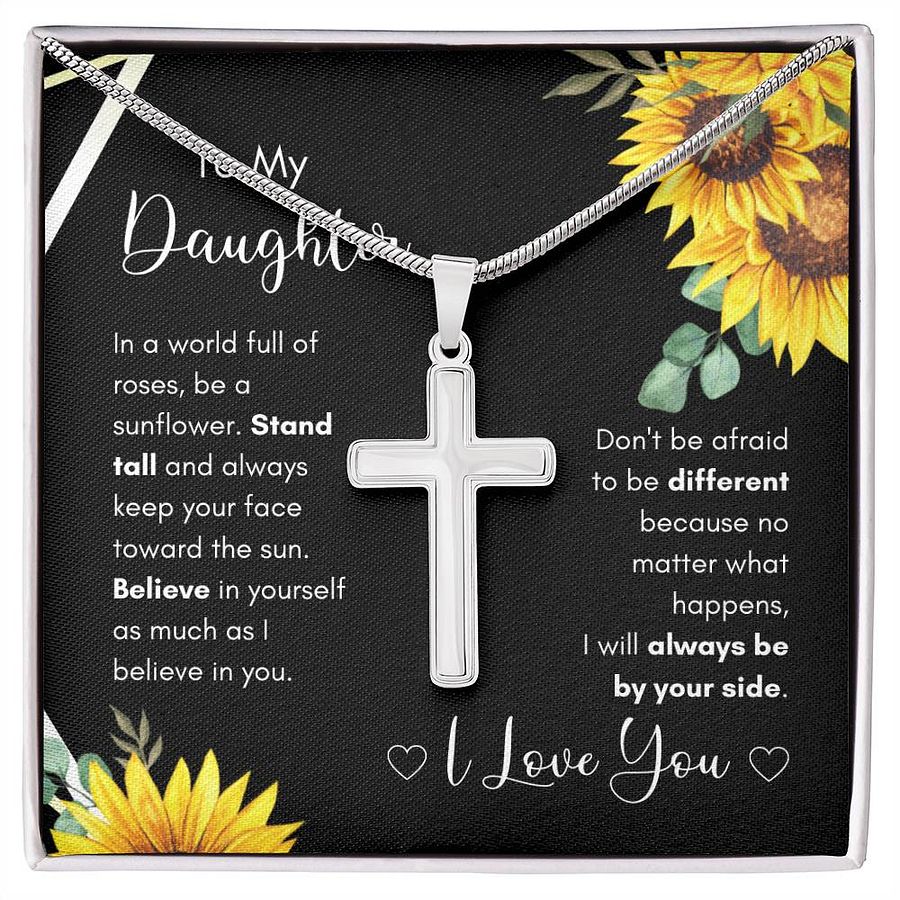 Daughter Cross Necklace - Be A Sunflower product image (1)