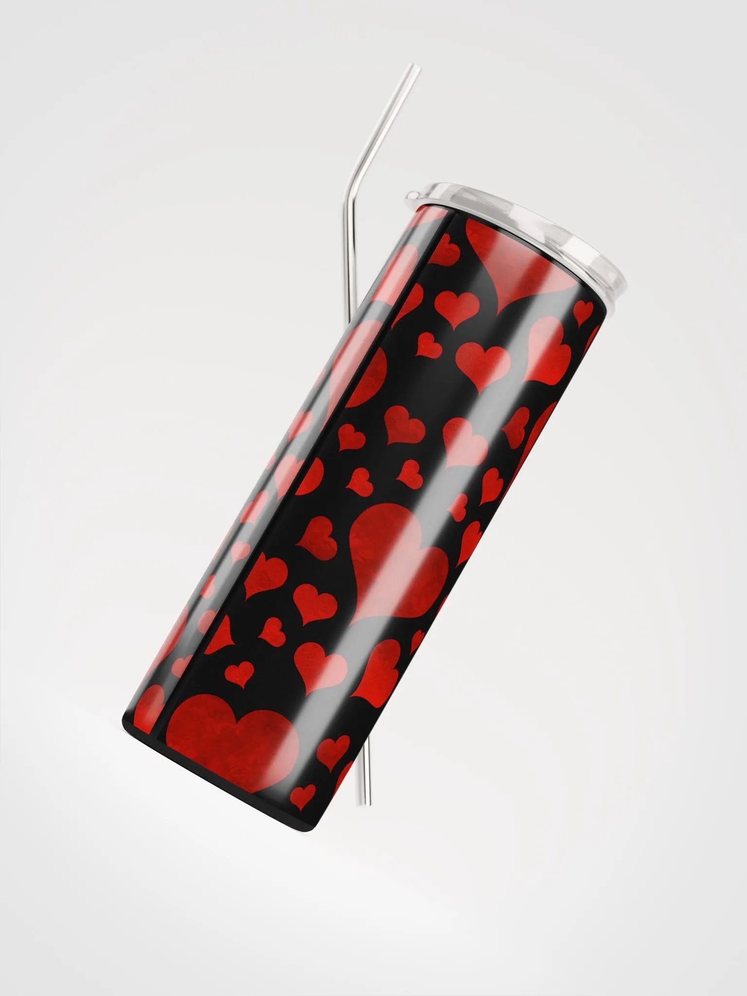 Spread Love Sustainably: Valentine's Red Hearts Stainless Steel Tumbler product image (4)