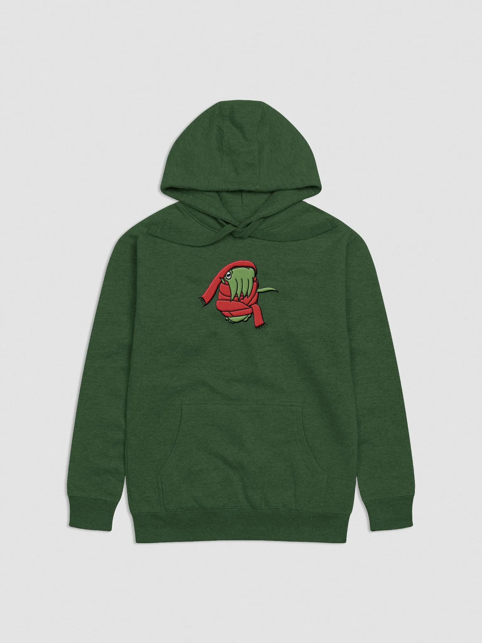Cuttlefish Scarf Wrap Embroidered Hoodie - Green and Red product image (18)
