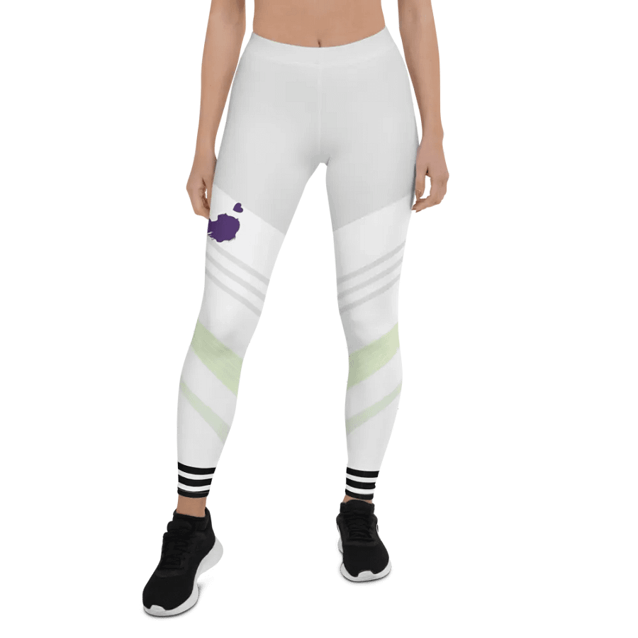 All-Over Print Leggings-Backfill Geometric 163 with Pink Lady design, black stripes. product image (1)
