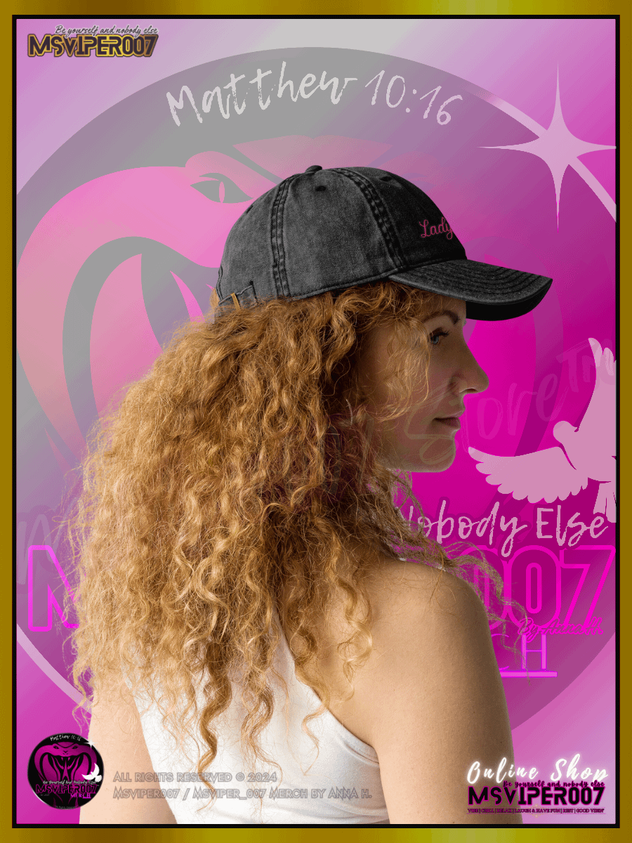 Vintage Cap [ Embroidered Design(s) ] - MsViper007's " Lady Gamers [flamingo]" Vintage Cotton Twill Cap by Anna H. product image (8)