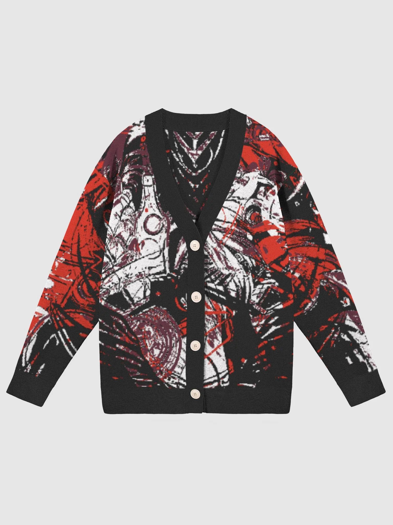 THCEOs Cardigan | Red, Black, & White Bold Merchandising by The $THCBand Underground Streetwear Brand product image (1)