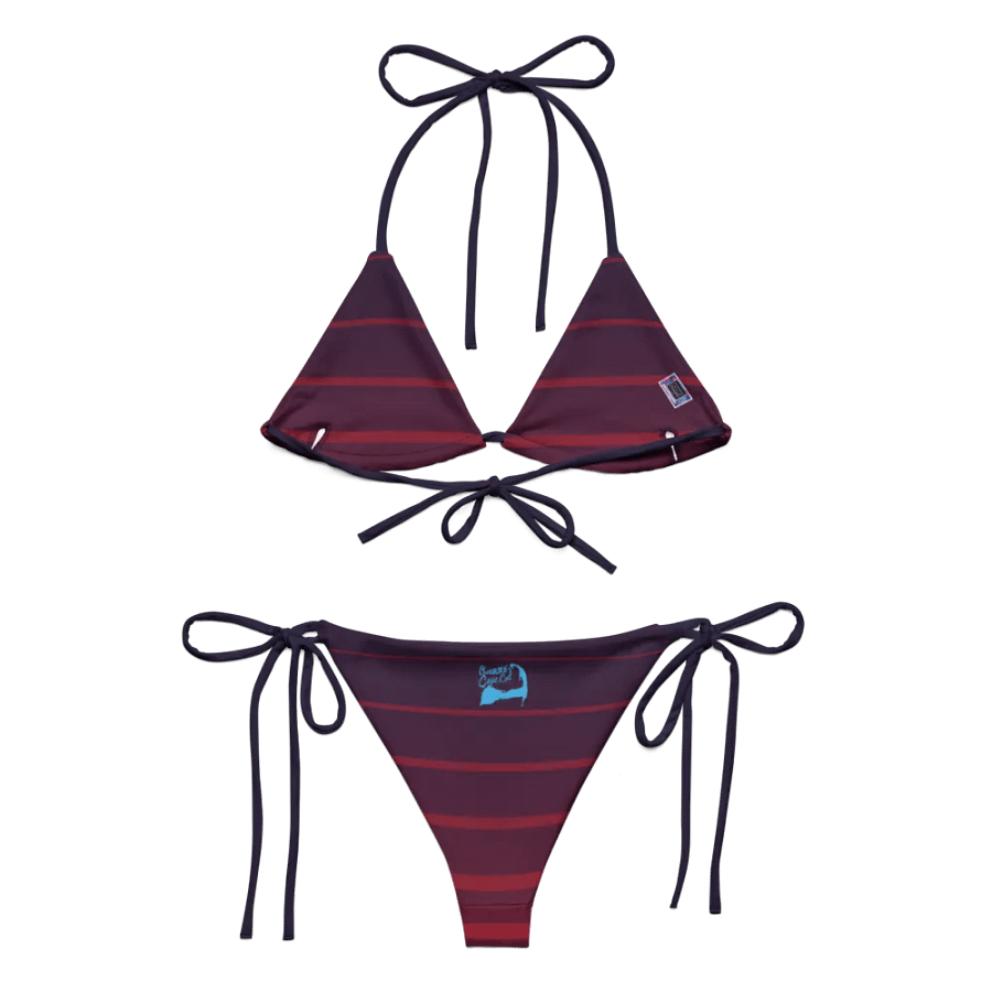 Purple Stripes String Bikini Set – BOURNE to Cape Cod™ | Blue Logos product image (3)