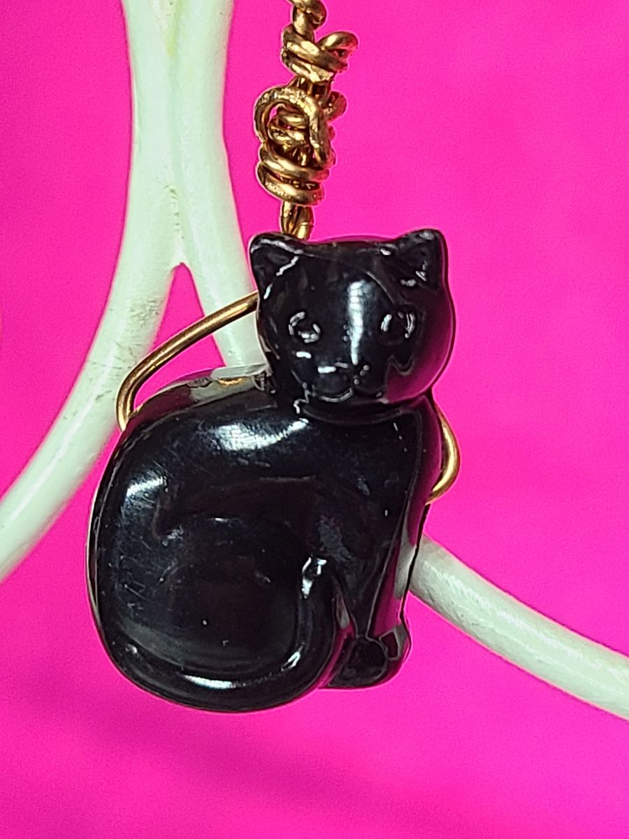 Lucky Black Cat wire wrapped Earrings product image (3)