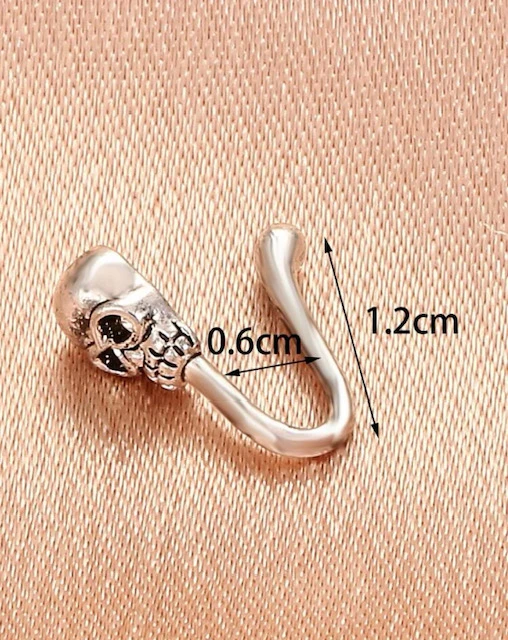 DECOR SILVER SKULL NON-PIERCED NOSE RING product image (2)