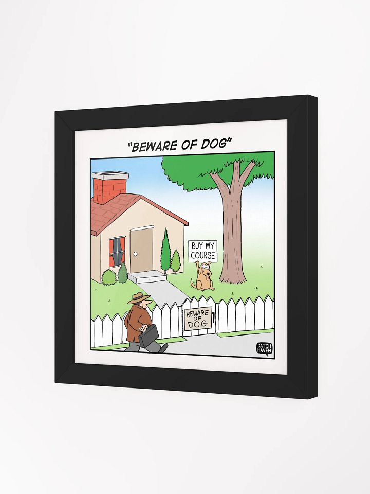 "Beware of dog" framed poster (10″×10″) product image (2)