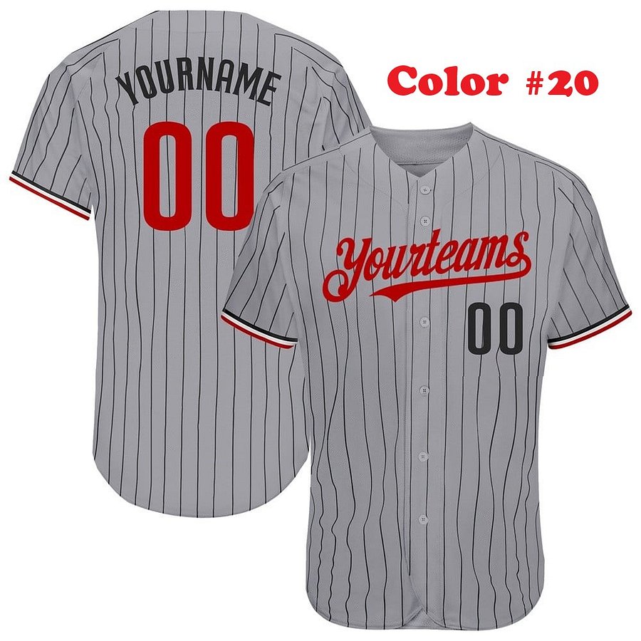 Authentic Baseball Jersey, Custom Baseball Jersey, Personalized Sport Jersey, All Color With Lines Collection product image (7)