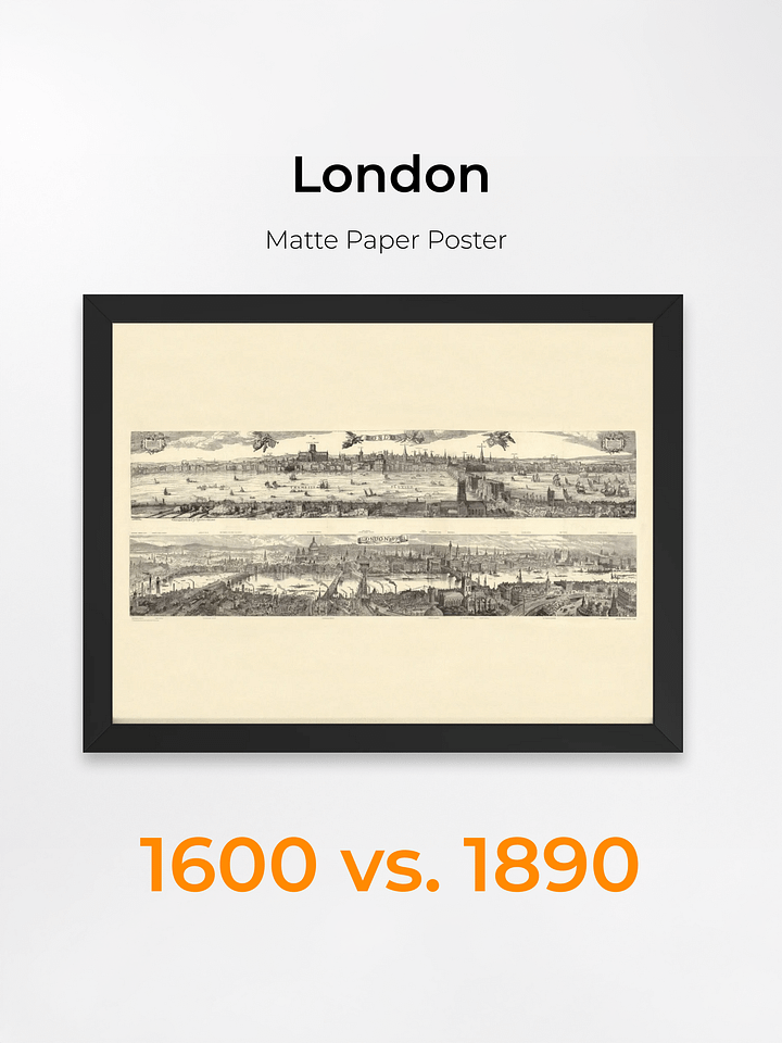 London 1616 vs 1890 Framed Poster Print – Dual-Era Hand-Drawn City Panoramas product image (1)