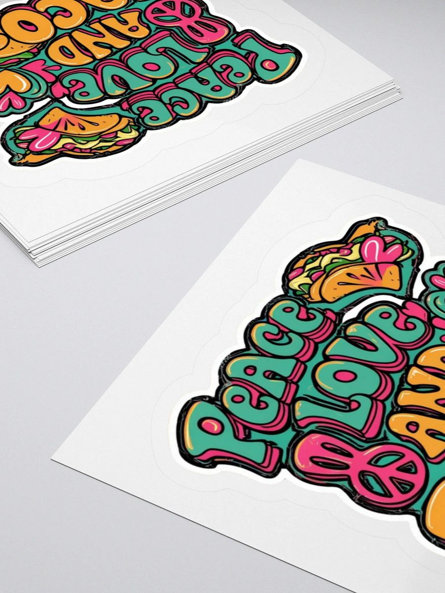 Peace, Love and Tacos - Groovy Kiss Cut Stickers product image (11)