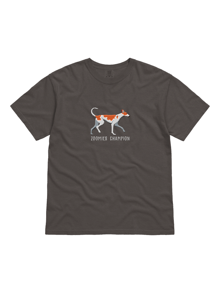 Zoomies Champion T-Shirt(Embroidered) of an Ibizan Hound(Red & White) product image (1)