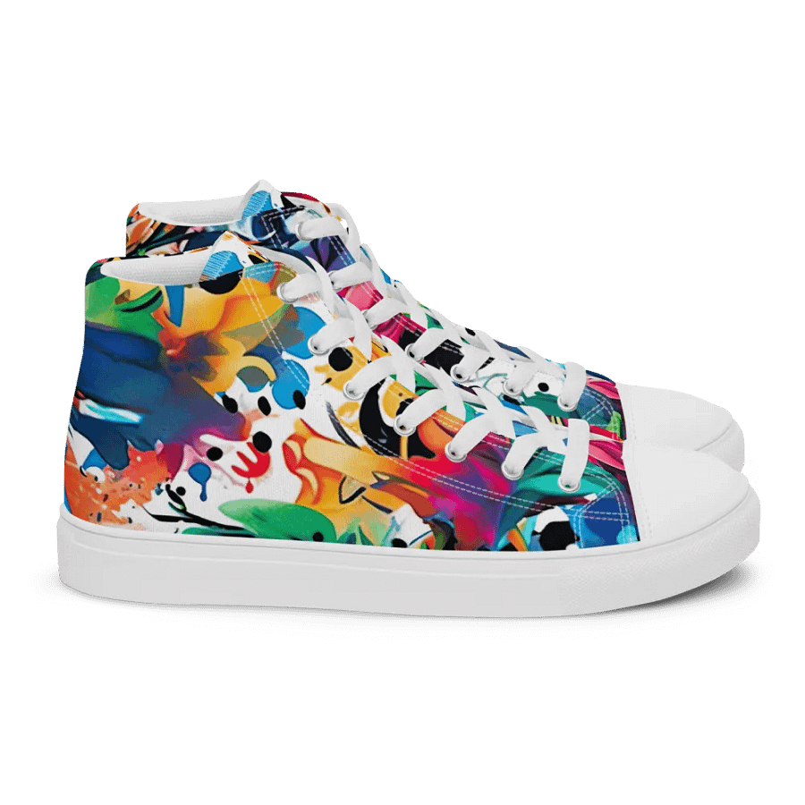 Floral Euphoria High Top Canvas Shoes _ Calceonova Streetwear _ Abstract Graffiti Tropical Explosion Design product image (3)
