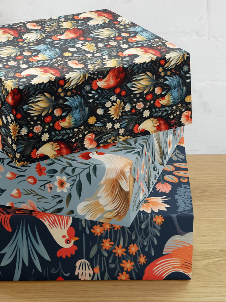 Floral Illustration Chicken Wrapping Paper Sheet SET product image (1)