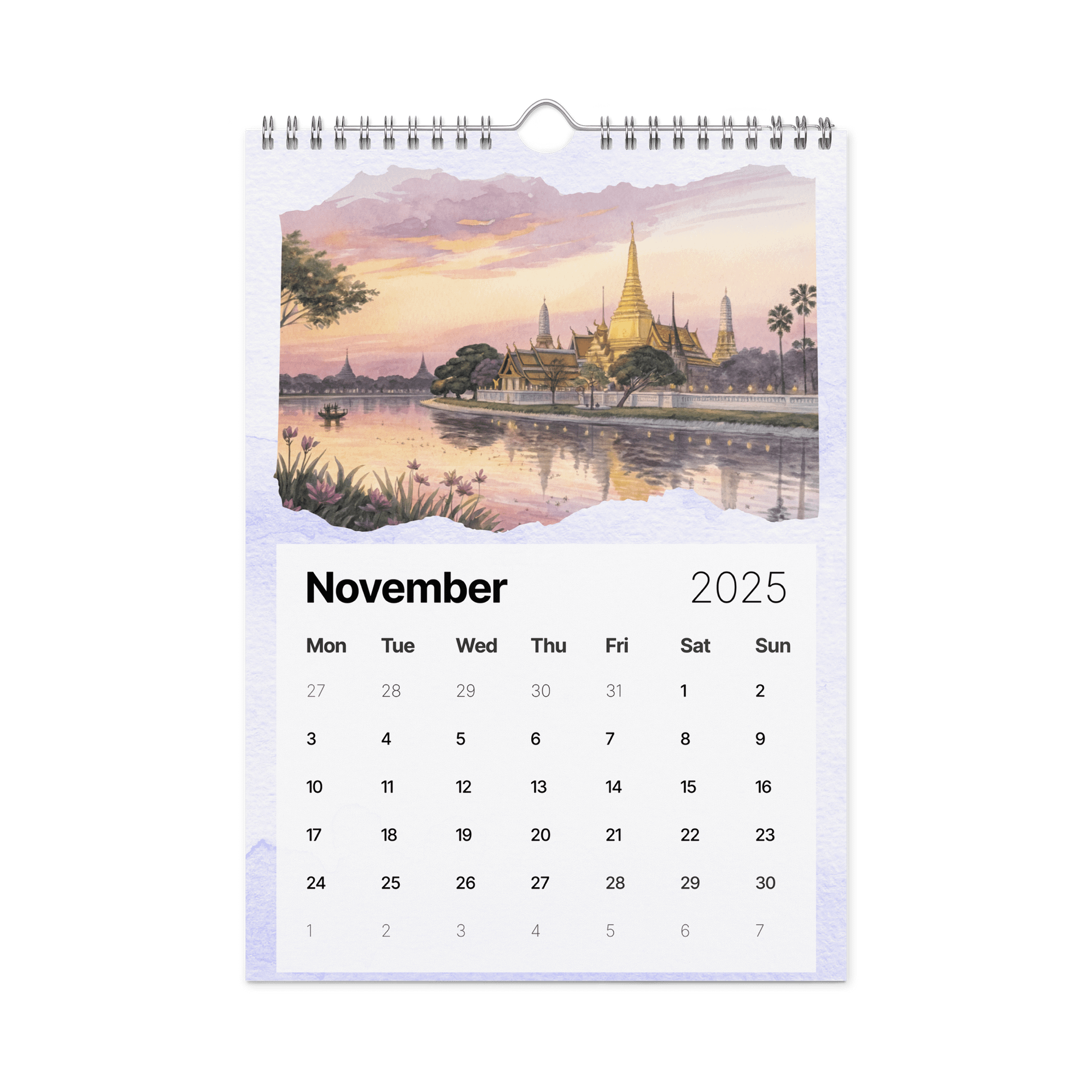 WORLD CAPITALS WATERCOLOR WALL CALENDAR 2026 product image (11)