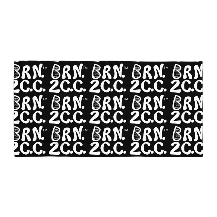 BRN.2C.C.™ | Coastal Classic Beach Towel | All-Over Logo Print | Vibrant Colors for Salty Souls | White Logo on Black product image (1)