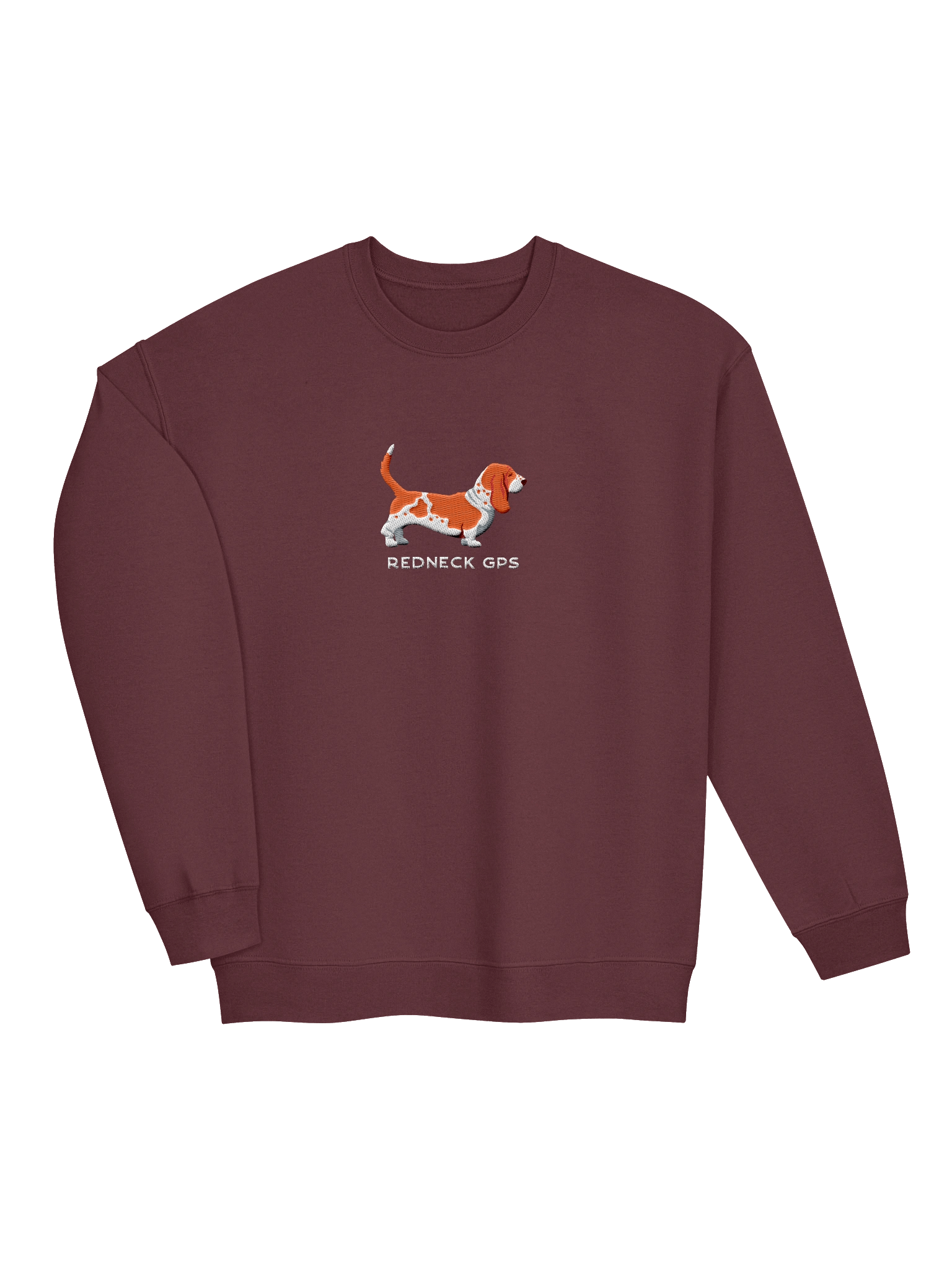 Redneck GPS Sweatshirt (Embroidered) of a Basset Hound(Red) product image (7)