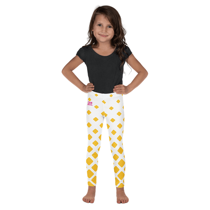 🎨Girls’ | Little Kids | Cape Cuties by BRN.2C.C.™| Leggings 💫| Pink Logo on Retro Mod Yellow Diamonds product image (2)