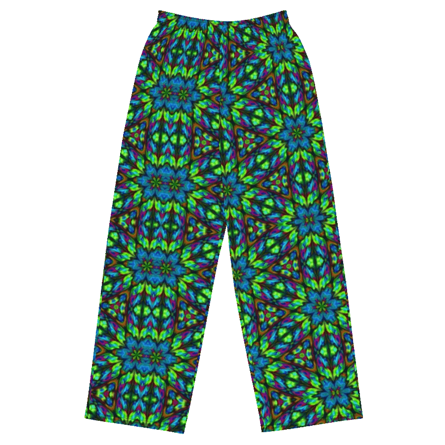 Green Blue Triangle Kaleidoscope Wideleg Pants product image (2)
