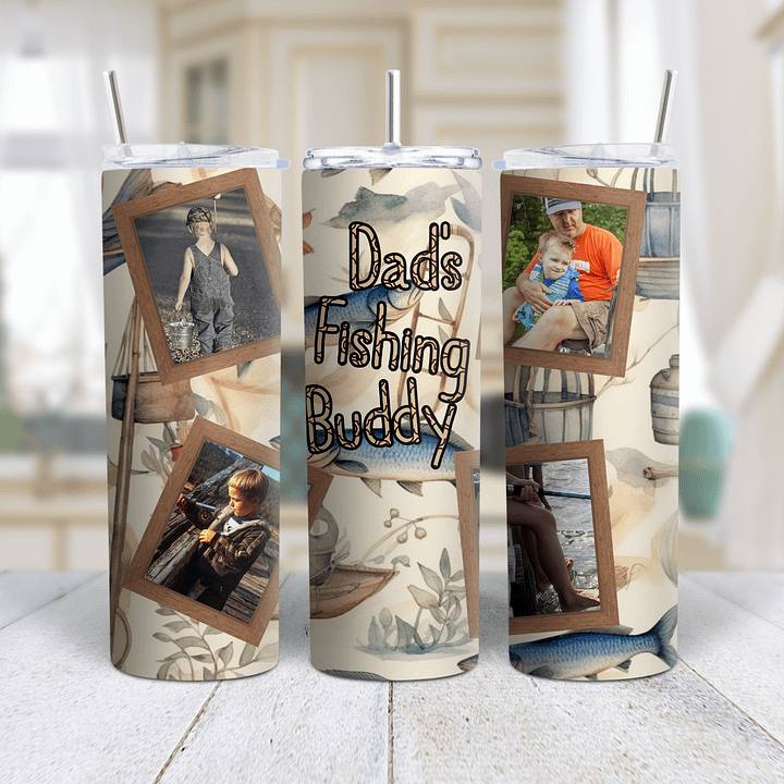 Dad's Fishing Buddy Skinny Tumbler Wrap product image (1)