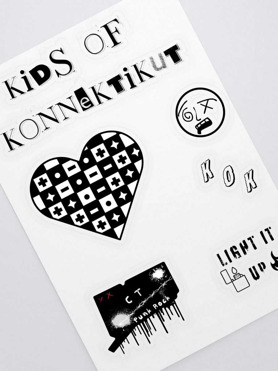 Kids of Konnektikut Sticker Sheet (Black and White) product image (2)