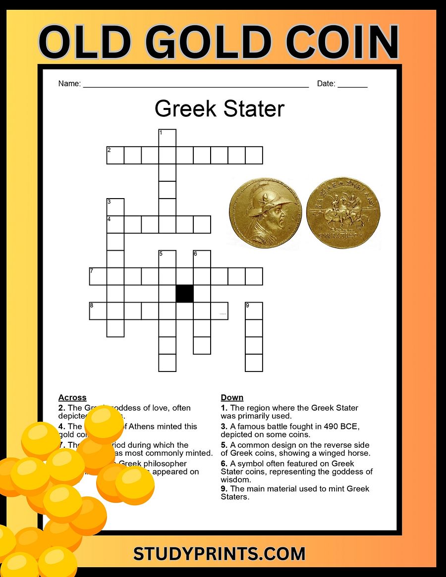 Old Gold Coin Crossword Puzzle - Greek Stater product image (1)