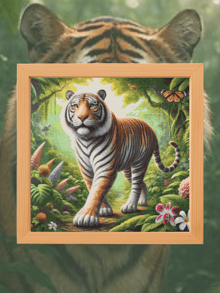 Tiger in the Jungle Cross Stitch Pattern product image (1)