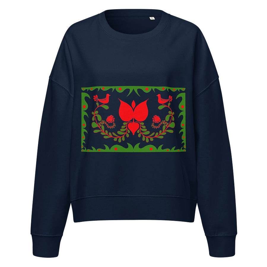 Hungarian Deep Blue Garden Blossom Women's Organic Sweatshirt product image (1)