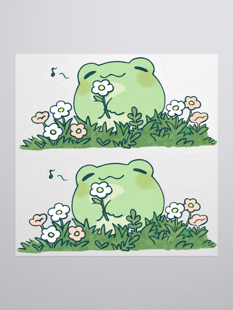 Cute Frog with Flower Sticker - Kawaii Smiling Toad product image (2)
