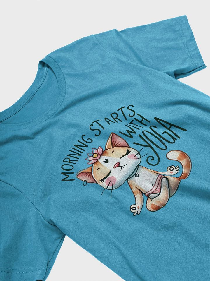 Morning Starts with Yoga Cat T-Shirt – Cute Yoga Kitty Design for Cat Enthusiasts product image (2)