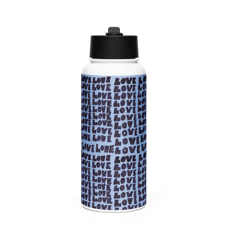 Love Stainless Steel Water Bottle with a Straw Lid in Blue product image (1)