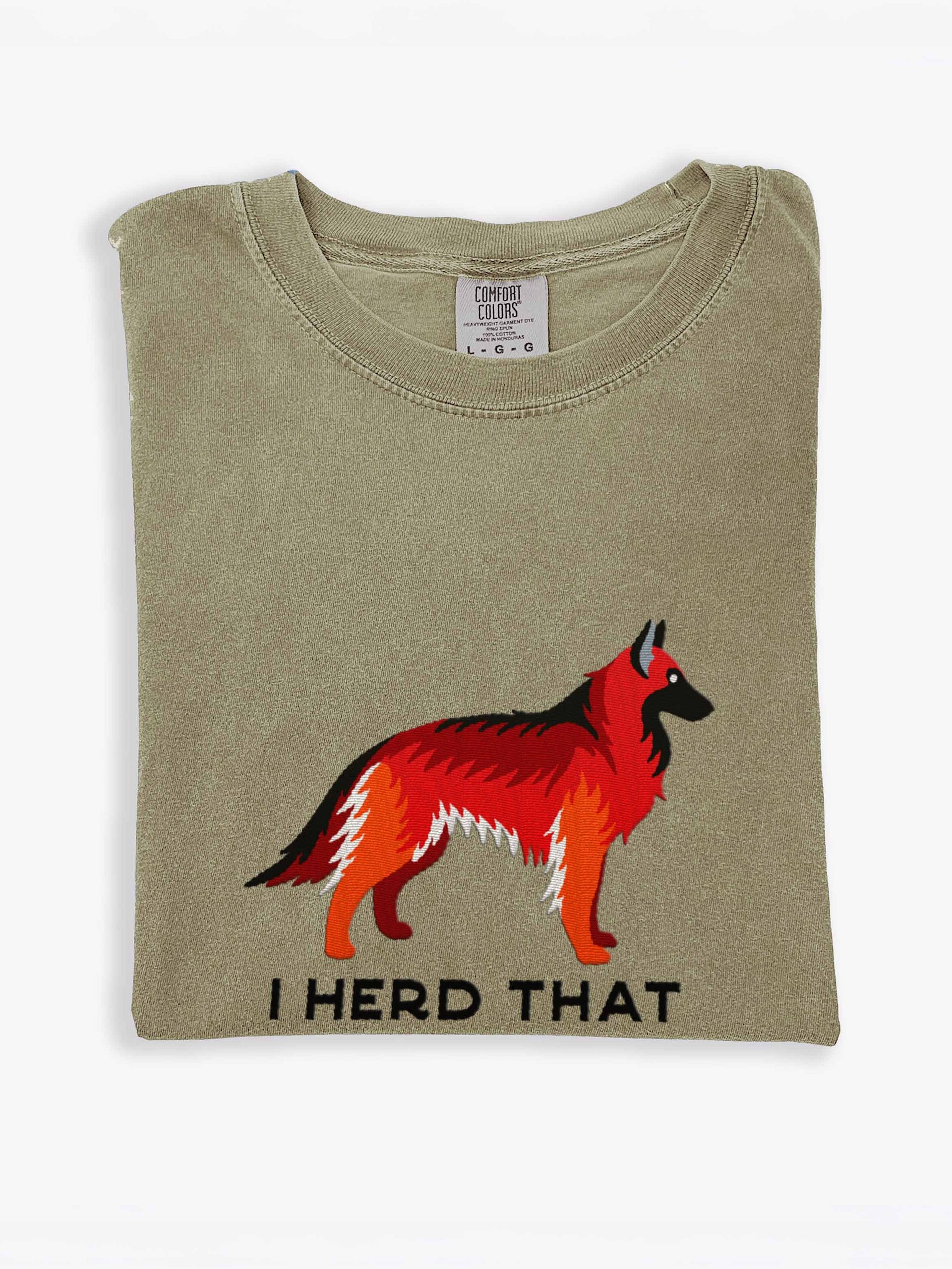 I Herd That T-Shirt(Embroidered) of a Belgian Tervuren(Red) product image (1)