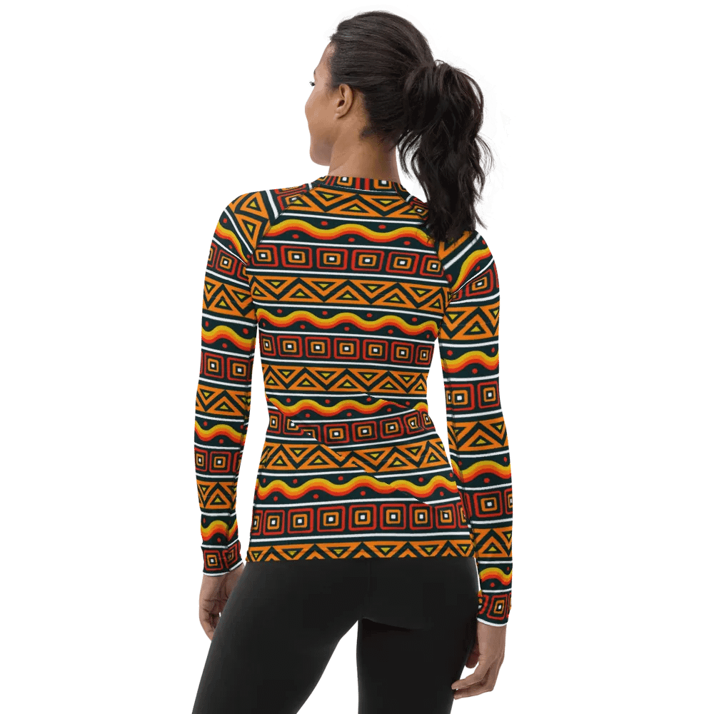 Elegant Essence: Flat African Pattern All-Over Print Women's Rash Guard product image (2)