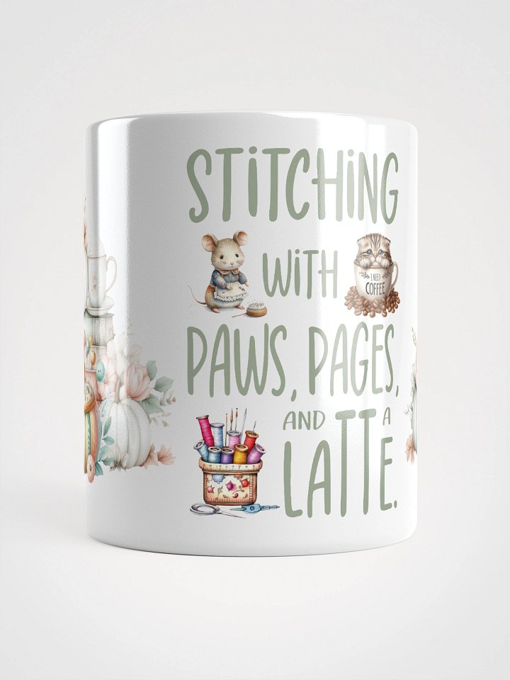 Whimsical Stitching with Paws Pages Latte Autumn Mug product image (2)