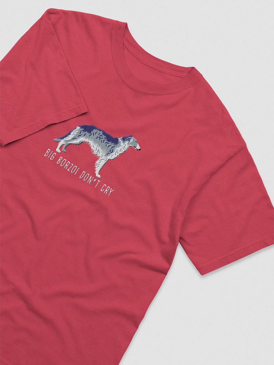 Big Borzoi Don't Cry T-Shirt(Embroidered) of a Borzoi(Gray) product image (35)