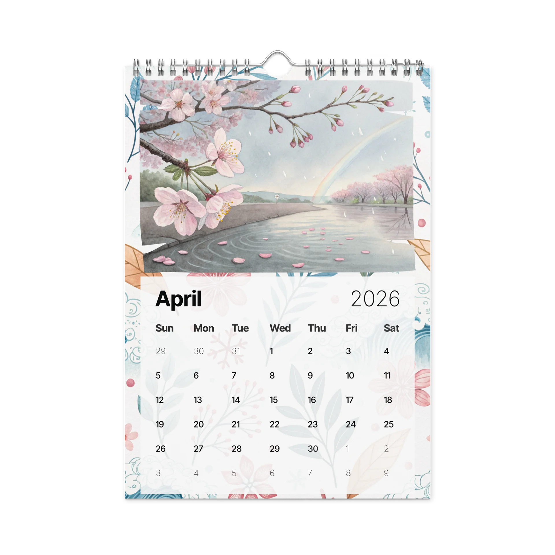 Watercolor Seasons Wall Calendar 2026 – A Year of Tranquil Beauty in Every Brushstroke product image (1)