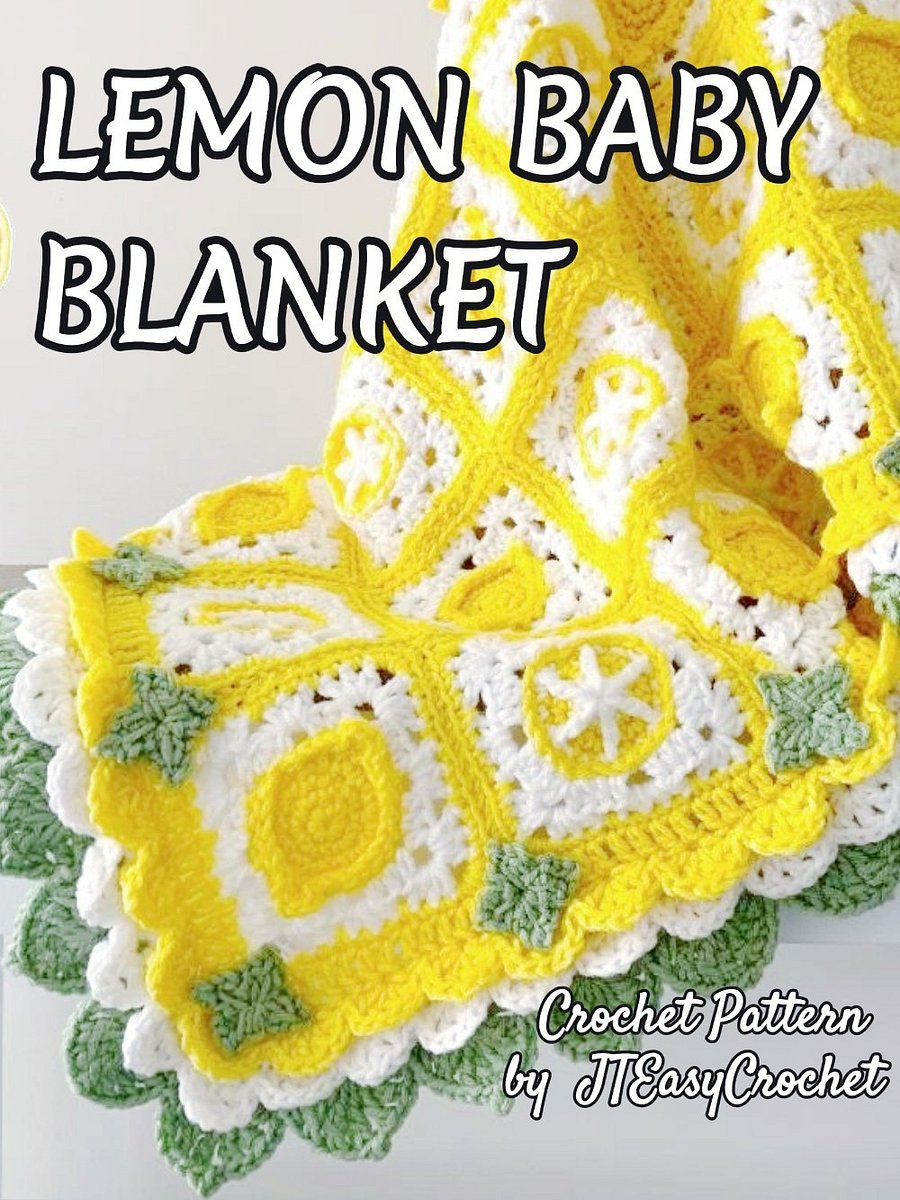 Lemon Blanket Crochet Pattern, Fruit Granny Square and Edging, PDF Instant Download product image (10)