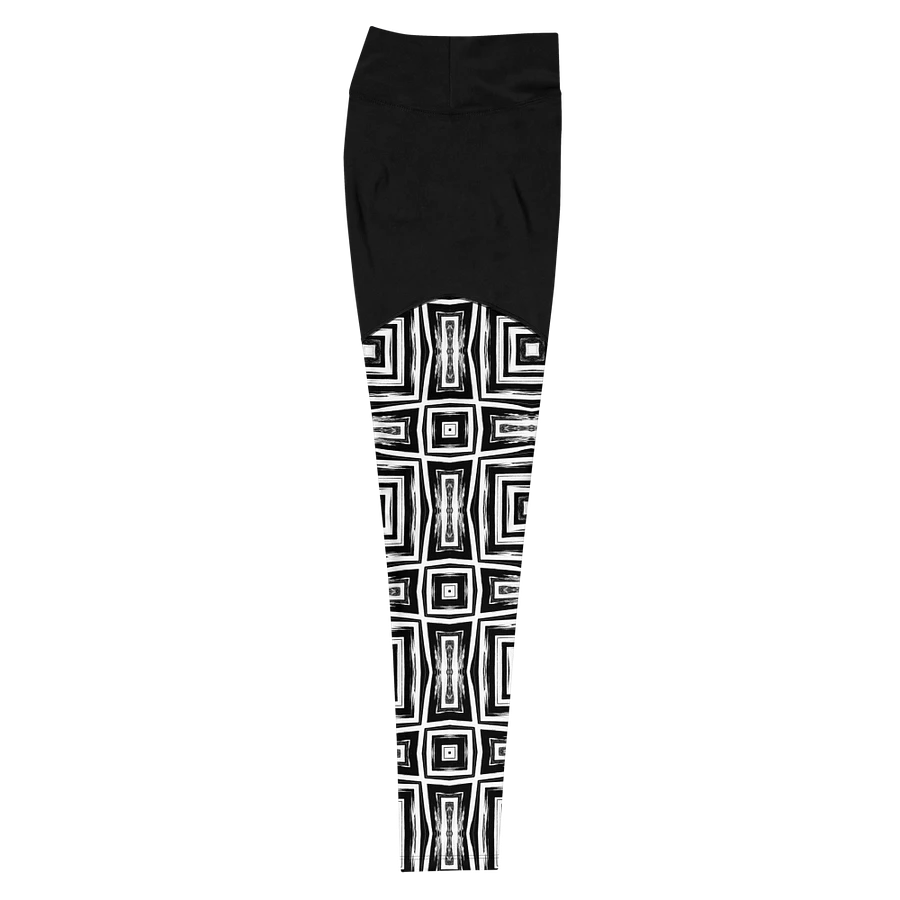 Abstract Monochrome Repeating Pattern Women's Sports Leggings product image (12)