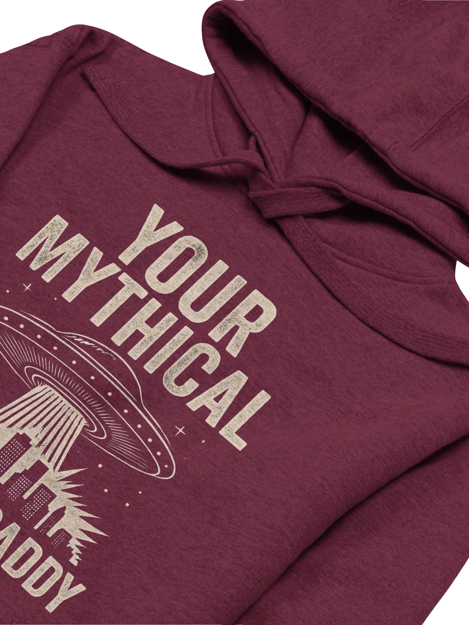 "Your Mythical Space Daddy" Hoodie – Dark Sci-Fi Cityscape Graphic Hoodie | Funny Sarcastic Alien Humor Hoodie product image (1)
